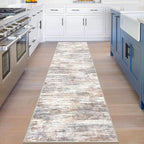 KOZYFLY Modern Abstract Hallway Runner Rug, 2x8 Kitchen Rugs Non-Slip Washable Soft Striped Kitchen Runner Rugs, Print Multi Grey/Orange Carpet Runner for Entryway Bathroom