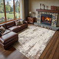 UERMEI 10x14 Washable Area Rug - Neutral Modern Abstract Living Room Rugs, Non-Slip Soft Large Indoor Floor Carpet for Bedroom Home Office & Under Dining Table Decor, Brown/Grey/Beige