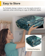 RELEANY Washable Area Rug, Square 6'x6', Teal