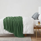 BOURINA Green Throw Blanket 50 x90 Inches Throw Textured Solid Soft Sofa Throw Bed Runner Couch Cover Knitted Decorative Blanket Bed Runner
