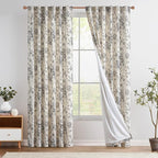 jinchan Lined Linen Blend Curtain Floral Curtains for Living Room 90 Inches Long Black Peony Flower Printed Curtain Back Tab Farmhouse Patterned Drapes Bedroom Window Curtains Set 2 Panels