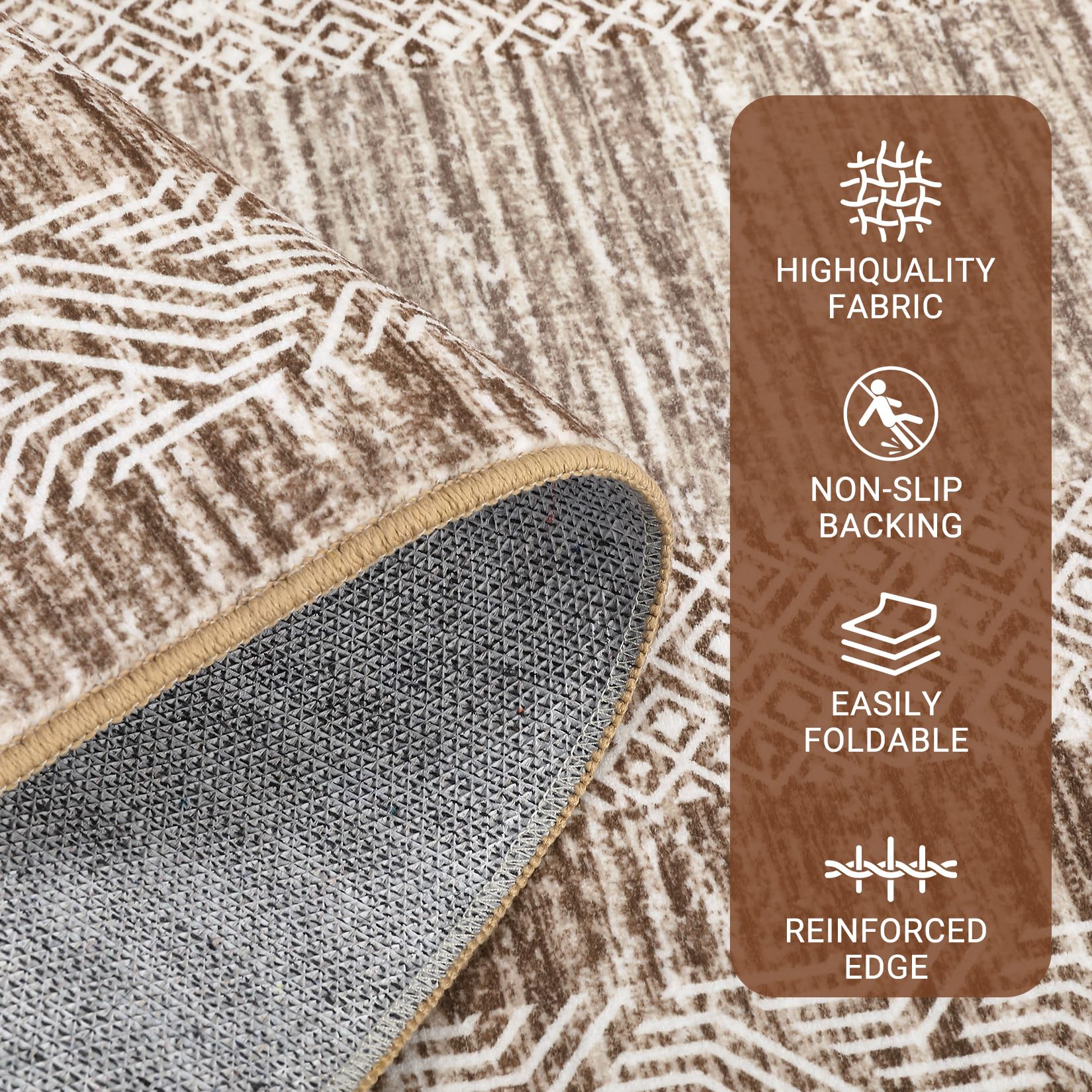 GarveeHome 2x6 Modern Bordered Runner Rug Soft Non Slip Washable Floor Carpet