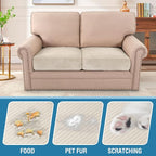 H.VERSAILTEX Velvet Stretch Couch Cushion Cover Plush Cushion Slipcover for Chair Loveseat Sofa Cushion Furniture Protector Seat Cushion Sofa Cover (2 Piece Large Sofa Cushion Covers, Ivory Striped)