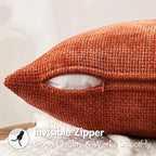 MIULEE Pack of 2 Burnt Orange Decorative Pillow Covers 18x18 Inch Soft Chenille Couch Throw Pillows Farmhouse Cushion Covers for Home Decor Sofa Bedroom Living Room