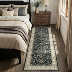 RELEANY Area Rugs 2'x6' Runner Rug Non Slip Washable for Kitchen Hallway Bedroom Beside Laundry Room Bathroom Rug, Floor Carpet, Vintage Black Brown Neutral