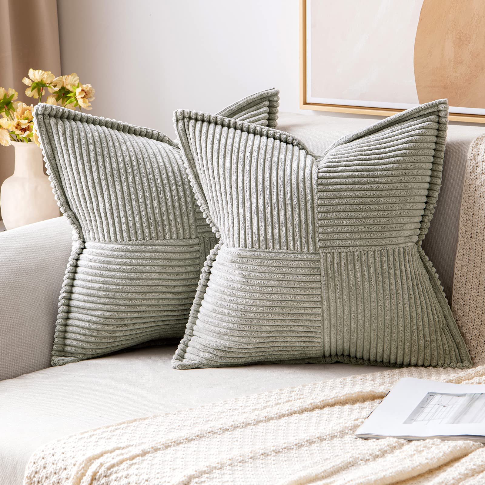 MIULEE Decorative Throw Pillow Covers for Couch 20x20 Inch Light Grey