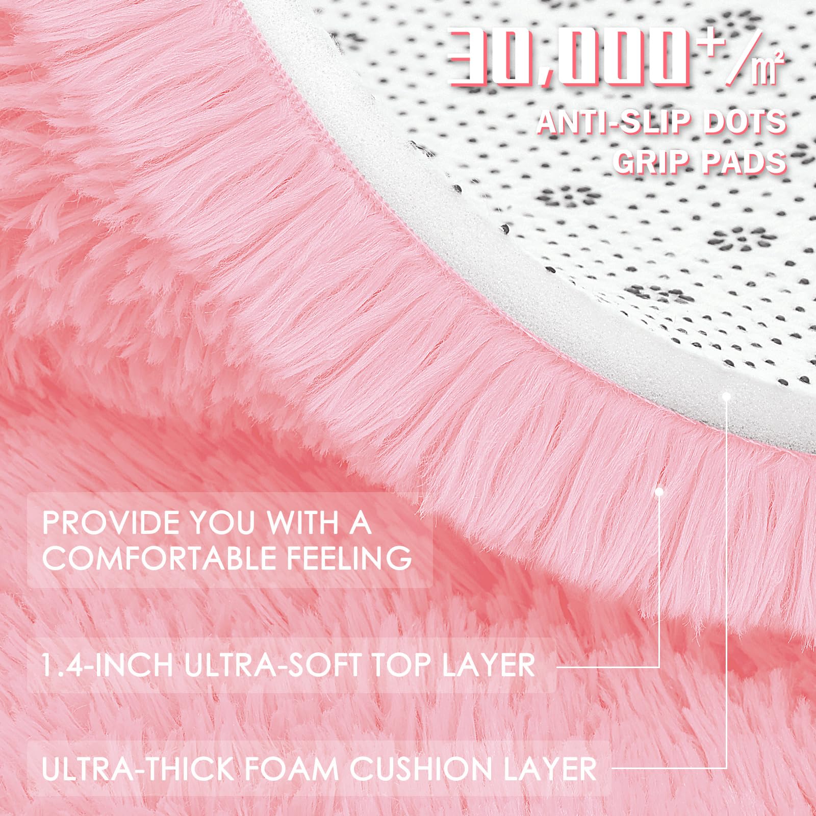 OLANLY 8x10 Machine Washable Large Area Rugs for Living Room, Bedroom, Soft Fluffy Shaggy Bedside Rug, Indoor Floor Carpet for Kids Girls and Boys, Dorms, Nursery, Home Decor Aesthetic, Pink