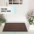 OLANLY Front Door Mat Indoor Outdoor Entrance, Waterproof All-Season, All-Weather Doormat, Sturdy Natural Rubber, Low Profile, Easy Clean Patio Porch Entryway Mat, 29.5x17, Chocolate Brown