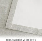 Yakamok Cream Linen Curtains 100% Blackout 96 Inches Long,Room Darkening Textured Curtains for Living Room Thermal Grommet Bedroom Curtain 2 Panels with Greyish White Liner