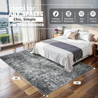 6x9 Area Rugs for Living Room Rug Washable: Abstract Rug for Dining Room Bedroom Carpet Non Slip 6 by 9 Indoor Modern Nursery Home Office Black Grey