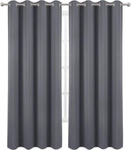 LEMOMO Blackout Curtains 66 x 84 inch/Grey Curtains Set of 2 Panels/Thermal Insulated Room Darkening Bedroom Curtains