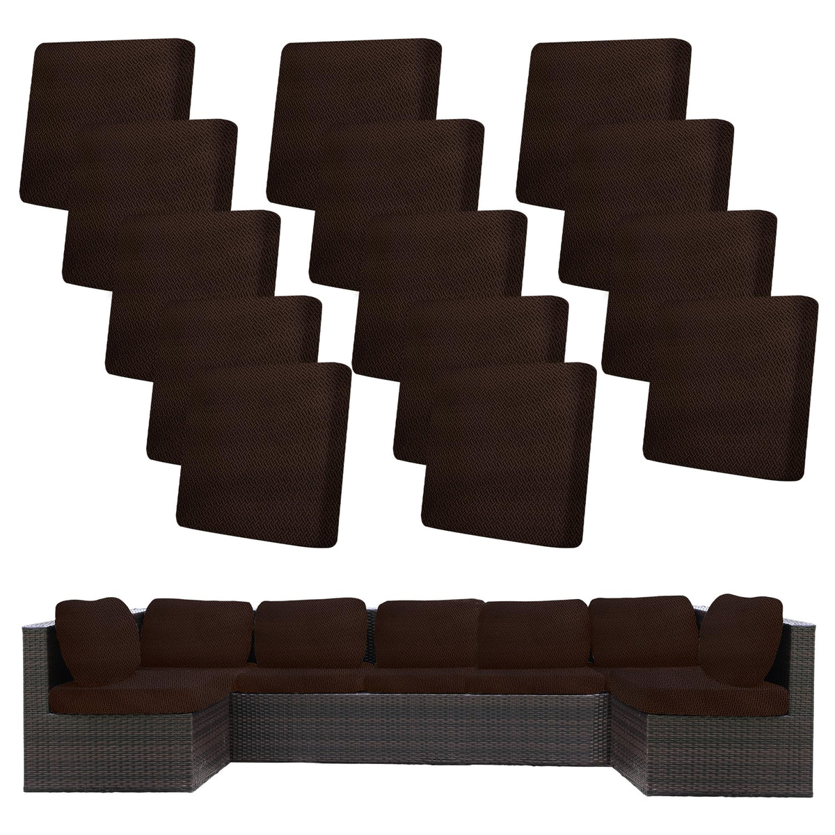 12 Pcs Outdoor Cushion Covers, Patio Sofa Cushion Covers Replacement