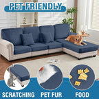 Couch Cover 3-Piece Elastic Velvet Couch Cushion Covers & Chaise Slipcovers for L-Shaped Sofas, Sofa Seat Covers Washable, Soft Cover for Couches (2 Seater + Chaise, Berlin Blue)