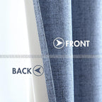 MIULEE 100% Blackout Linen Curtains for Bedroom 42x84 Inches Stone Blue