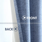 MIULEE 100% Blackout Linen Curtains for Bedroom 52x120 Inches Stone Blue