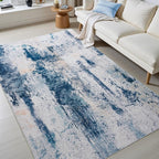 Toneed Abstract Area Rug Modern Washable Rug Soft Non Slip Rug Low Pile for Bedroom Living Room Dining Room Dusty Teal Grey 4x6 Feet