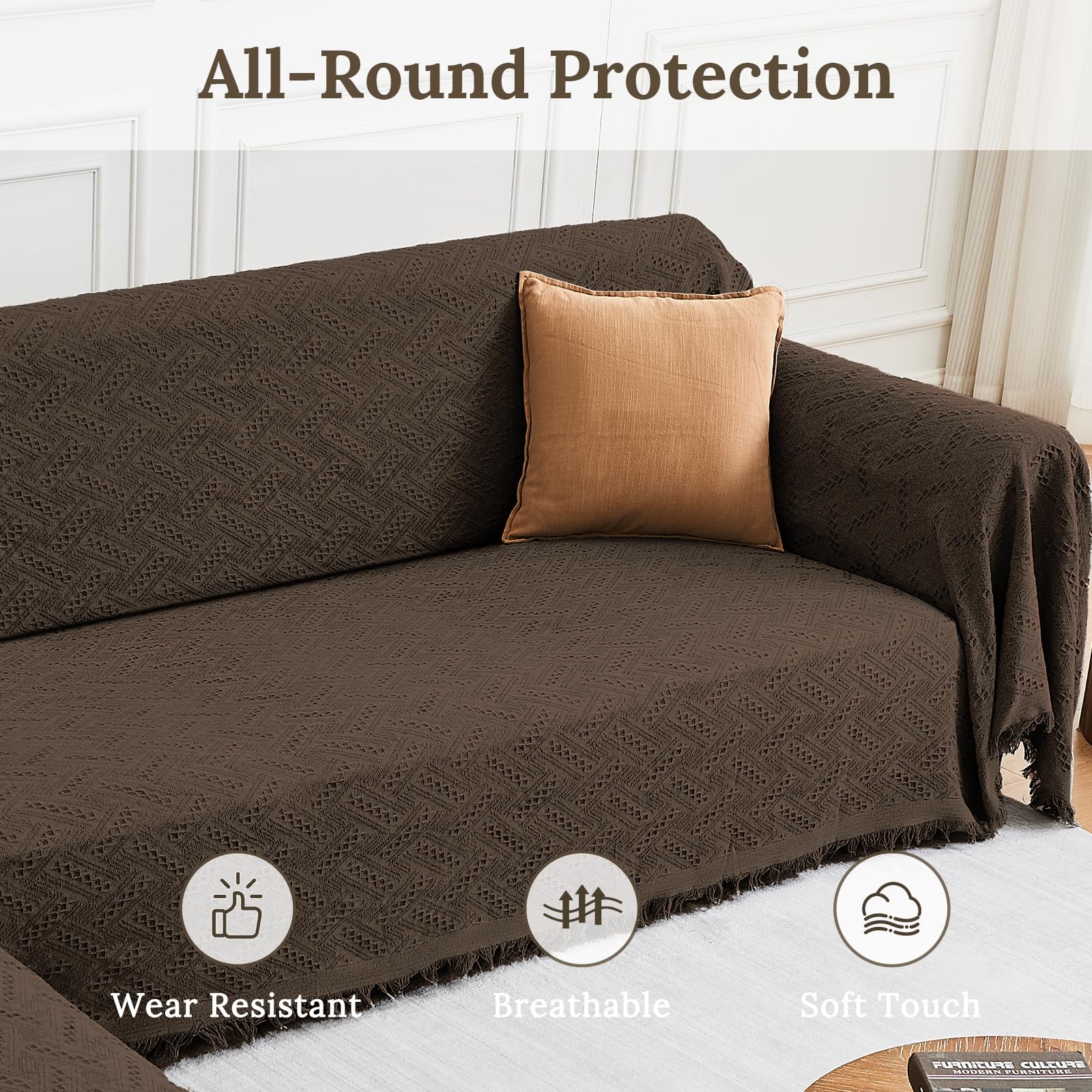 HOMERILLA 2 Piece Sectional Couch Cover for L Shape Sofa Chocolate XXXL