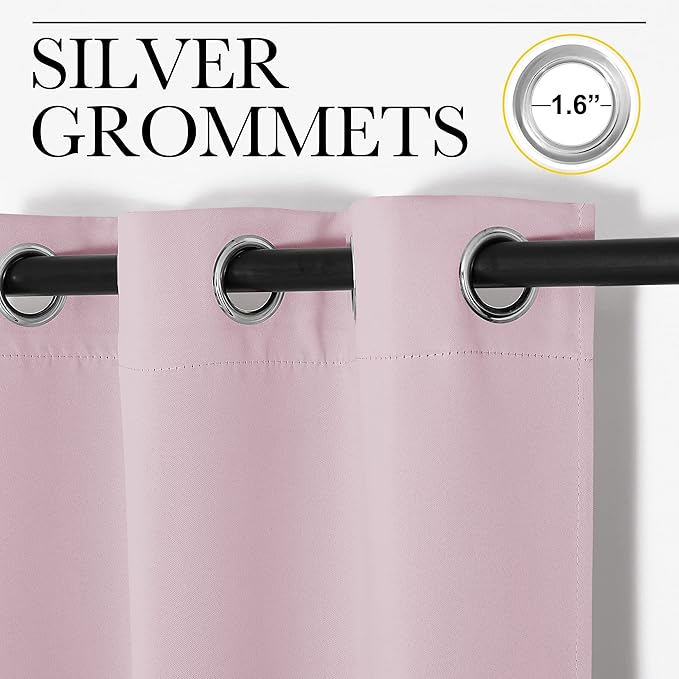 NICETOWN Blackout Curtain Panels for Girls Room, Nursery Essential Thermal Insulated Solid Grommet Top Blackout Drapes (Baby Pink=Lavender Pink, 1 Pair, 29 x 45 Inch)