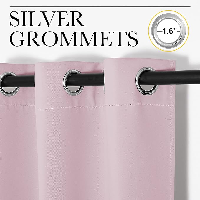 NICETOWN Baby Pink Blackout Curtains 86 inches Length for Living Room, 2 Panels, 55" Wide, Thermal Insulated Long Drapes for Large Window
