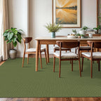 KOZYFLY Washable Area Rug 6x9 ft Rubber Backed Non Slip Rugs for Living Room Braided Cotton Bedroom Rug Woven Office Rugs Indoor Floor Carpets for Dining Bedroom Living Room, Olive Green/Earthy Green