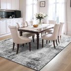 Area Rug 4x6 Grey Rug Washable Boho Rugs Non Slip Low Pile Abstract Small Carpet for Entryway, Bedroom, Kitchen, Classroom, Kids Room, Office, Dorm, Dining Room Gray