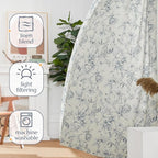 jinchan Floral Curtains 90 Inch Length Blue Flower Linen Farmhouse Curtain for Living Room French Country Vintage Curtain Rod Pocket Curtains Set 2 Panels Blue Floral Printed