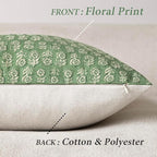 Foindtower Set of 2 Decorative Neutral Floral Print Throw Pillow Covers Vintage Accent Farmhouse Cushion Covers Boho Home Decor For Sofa Couch Chair Bedroom Living Room Outdoor,22×22 Inch,Forest Green