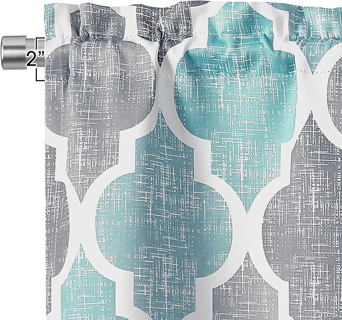 Beauoop Moroccan Valance Curtains for Kitchen Cafe Aqua Grey 52x18 1 Panel