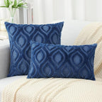 decorUhome Throw Pillow Covers 26x26 Inch Set of 2, Soft Plush Faux Wool Dark Blue Solid Couch Pillow Covers, Accent Euro Sham Farmhouse Neutral Square Pillow Cases for Sofa Bed Living Room