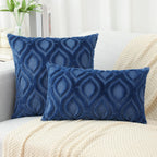 decorUhome Faux Fur Plush Soft Dark Blue Throw Pillow Covers 22x22 Set of 2