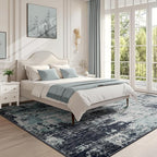 Washable Area Rugs 5'x7' Non-Slip Modern Abstract Soft for Living Room Entryway Bedroom Nursery, Print Pattern, Blue Black Teal