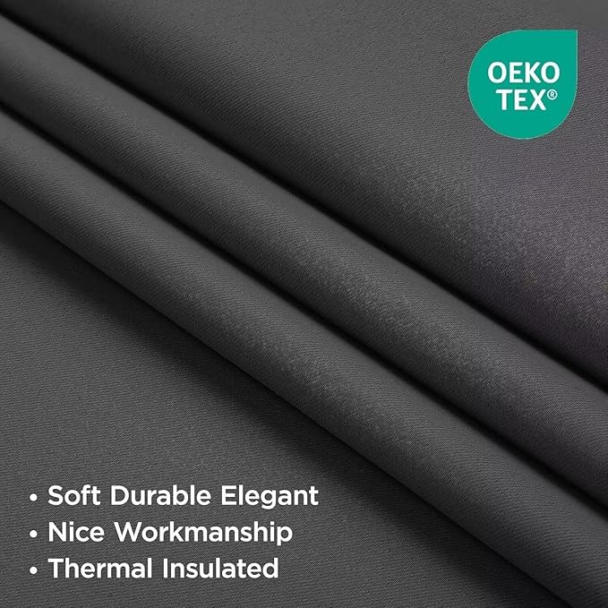 Joydeco Blackout Curtains 108 Inches Long 2 Panels Set, Thermal Insulated Long Curtains& Drapes 2 Burg, Room Darkening Drapes for Bedroom Living Room Window (Grey, W37 x L108 Inch)