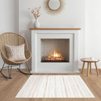 Nakagishi Boho 2x3 Washable Area Rug Non Slip Carpet for Entryway Beige