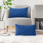 MIULEE Soft Chenille Lumbar Throw Pillow Covers Royal Blue 12x20 Pack of 2