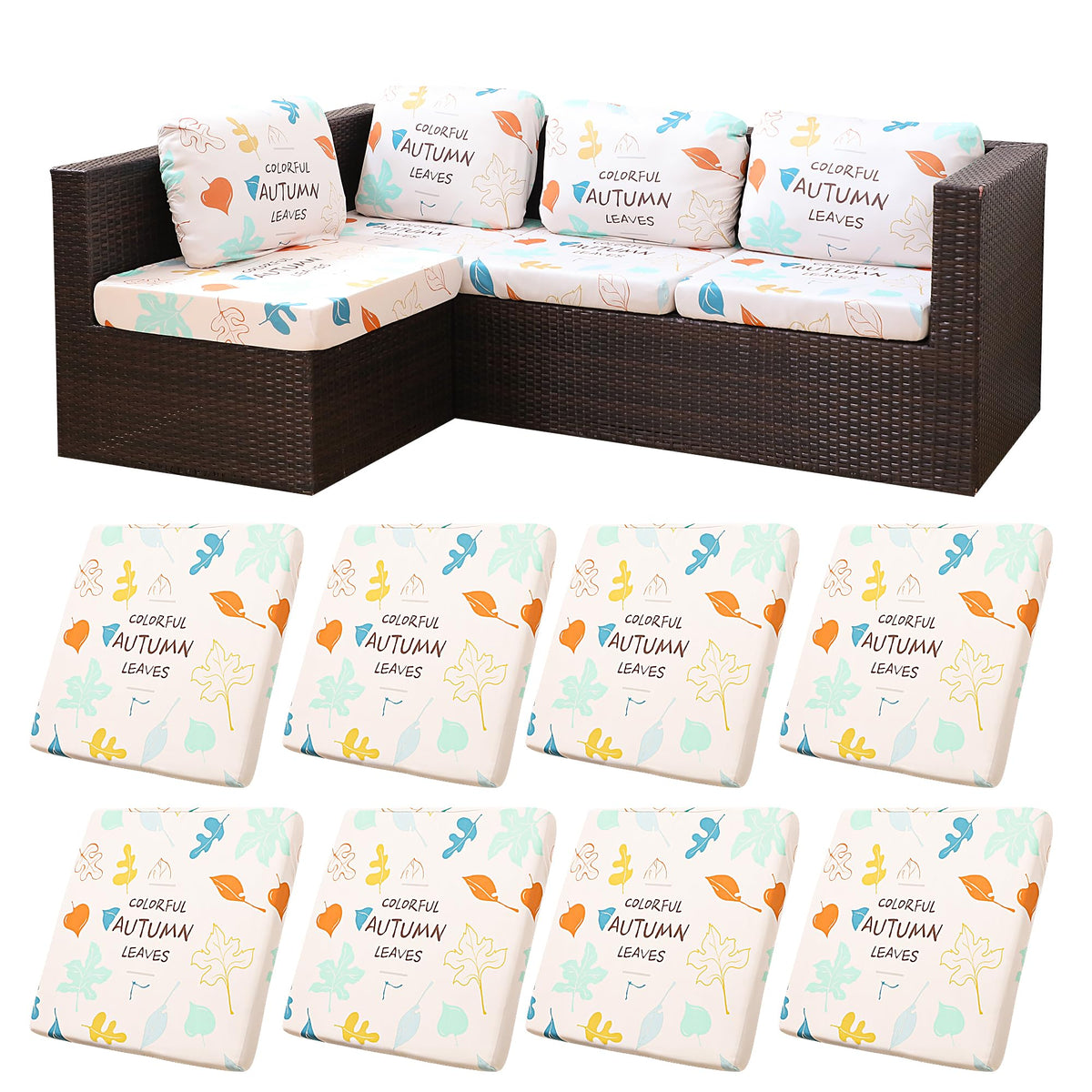 12 Pcs Outdoor Cushion Covers, Patio Sofa Cushion Covers Replacement