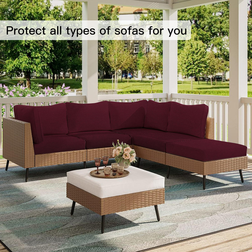 SUKAIKEQA 14PCS Patio Cushion Covers,Patio Furniture Couch Seat Slipcovers