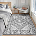 Lofus 6x9 Area Rugs for Living Room Bedroom, Soft Boho Carpet Floral Grey