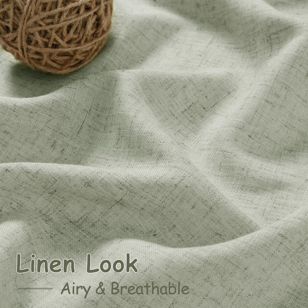 Extra Long Sage Green Curtain 2 Panels 108 inches Long for Living Room Back Tab Pocket Light Filtering Semi Sheer Drapes Cotton Linen Textured Pale Green Window Curtain 108 inch Length 9 FT Tall