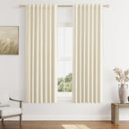 Guken 100% Blackout Curtains 63 Inch Length 2 Panels Set for Living Room Bedroom Back Tab Thermal Insulated Black Out Linen Drapes Room Darkening Window Curtains 63 Inches Long,Warm Beige