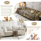 HANDONTIME Boho Geometric Couch Covers for Sofa Pet Friendly Taupe and Black Sofa Covers Washable Chenille Couch Blanket Cover for 3 4 Cushion Couches Pet Protector Furniture Cover Soft, 71" X 134"