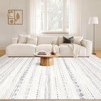 Nakagishi Area Rugs 9x12 Living Room: Washable Boho Large Neutral Modern Soft Farmhouse Rug Stain Resistant Indoor Non-Slip Accent Carpet for Bedroom Nursery Kids Playroom Office Dining Room- Gray
