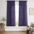 Purple Curtains 63 Inches Long 2 Panel Sets for Living Room Bedroom, Light Filtering Linen Drapes for Kitchen Windows Rod Pocket or Back Tab Curtain,Semi Sheer 52x63