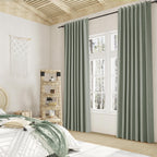 Guken 100% Blackout Curtains 96 Inch Length 2 Panels Set for Living Room Bedroom Back Tab Thermal Insulated Black Out Linen Drapes Room Darkening Window Curtains 96 Inches Long,Desert Sage
