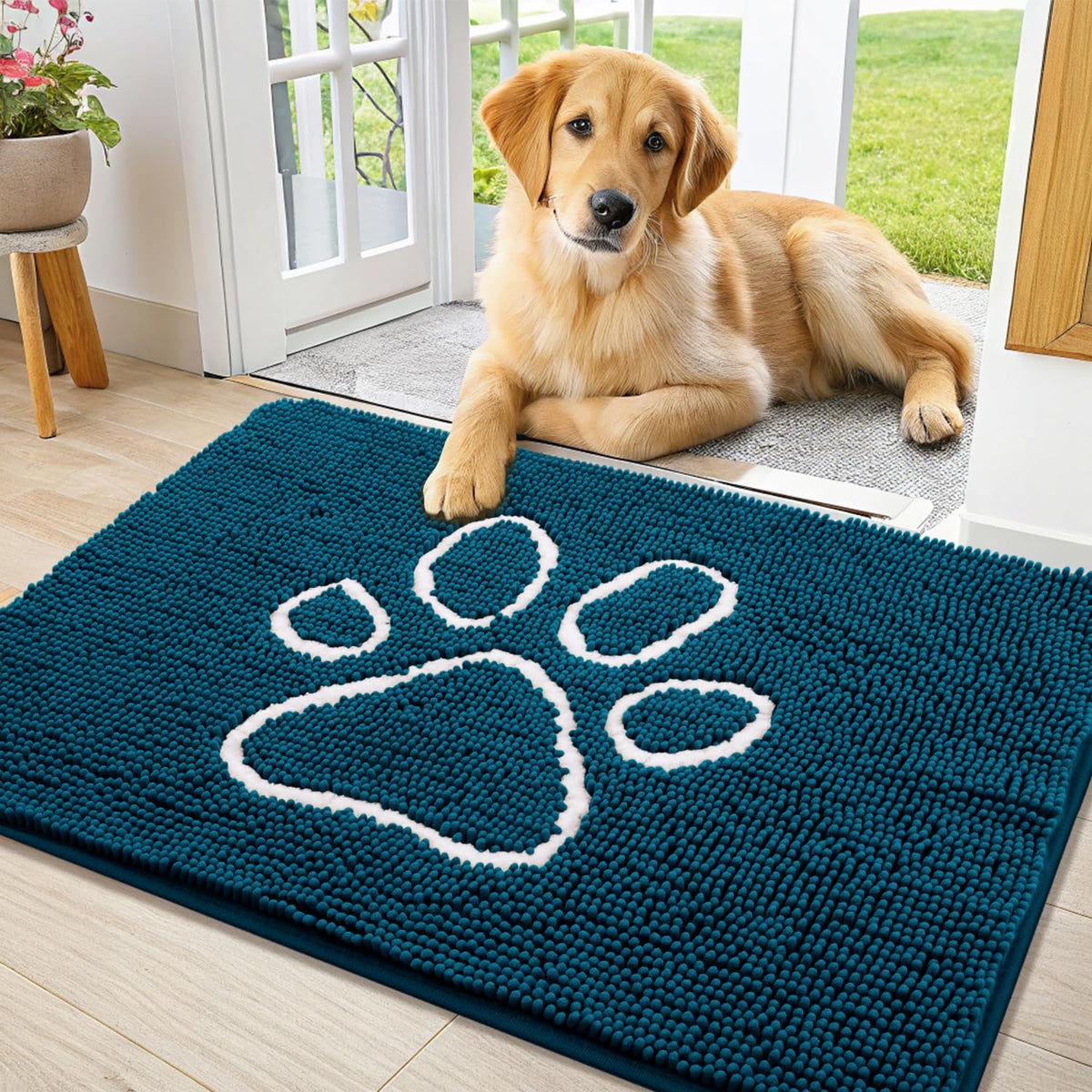 Smiry Dog Door Mat for Muddy Paws, Absorbent Non Slip Dirt Trapper, 36x24