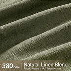 MIULEE Olive Green Pinch Pleated Linen Curtains 96 Inches Long 2 Panels