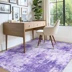 Washable Area Rugs 4'x6' Non-Slip Modern Abstract Soft for Living Room Entryway Bedroom Nursery, Print Pattern, Purple Gray Pink White