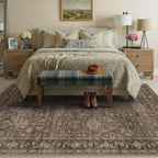 WondRg 10x14 Dark Brown Vintage Area Rug