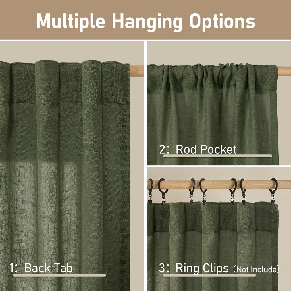 LAMIT Christmas Short Linen Curtains 36 Inch Length for Cafe Window