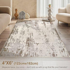 UERMEI 4x6 Area Rug Living Room Rugs - Washable Neutral Modern Abstract Soft Thin Rug Indoor Floor No Slip Rug Carpet for Bedroom Under Dining Table Home Office Decor - Brown/Grey/Beige