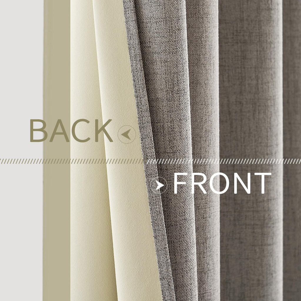 MIULEE 100% Blackout Linen Curtains for Bedroom 52x120 Inches Warm Taupe